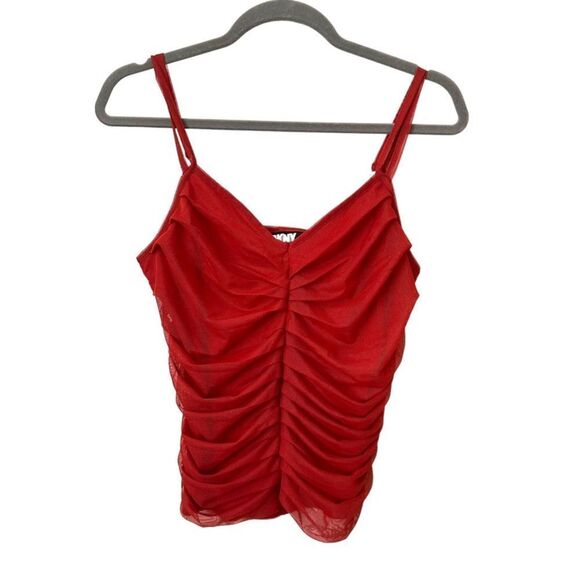 DKNY Mesh Ruched Sleeveless Top Sz Small - Picture 1 of 5
